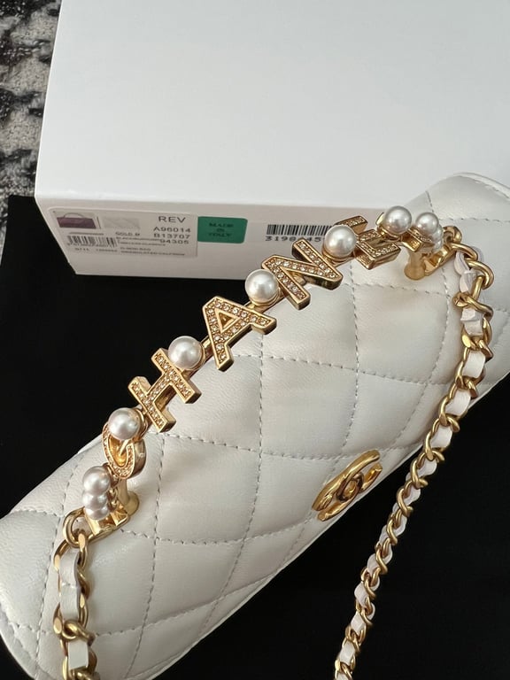CHL LAMBSKIN MINI KELLY FLAP BAG WHITE 17CM