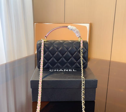 CHL MINI FLAP BAG WITH TOP HANDLE 19CM BLACK AS2431