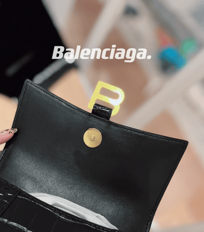 BALENCIAGA CROC HOURGLASS BAG BLACK 23CM