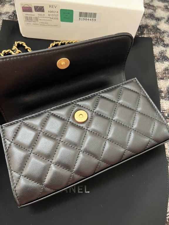 CHL LAMBSKIN MINI KELLY FLAP BAG BLACK 17CM
