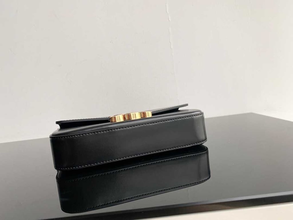 CE TRIOMPHE SHOULDER BAG IN SHINY CALFSKIN BLACK