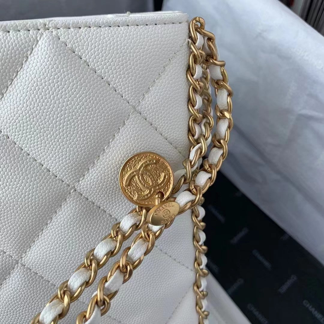 ChanelSmall Shopping Bag White For Women, Women’s Bags 9.1in/23cm