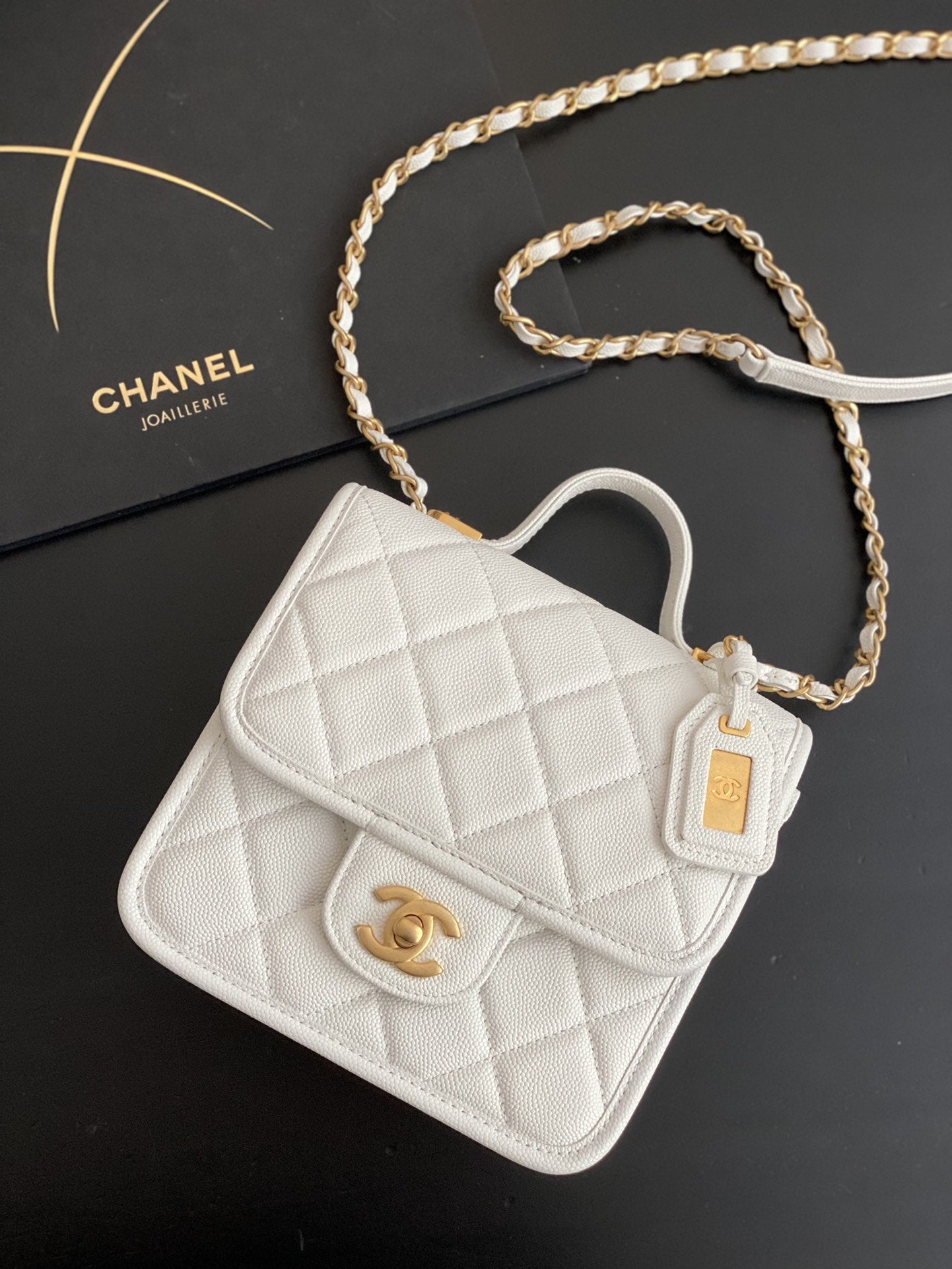 ChanelSmall Flap Bag With Top Handle White For Women, Women’s Bags 8.1in/20.5cm