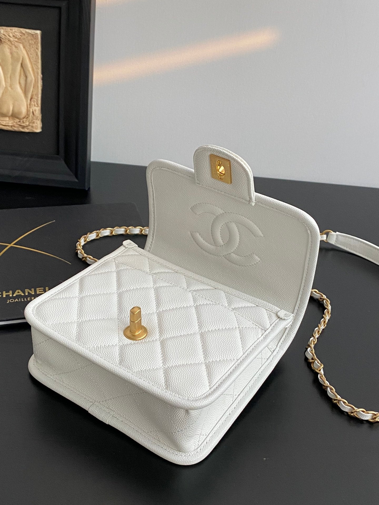 ChanelSmall Flap Bag With Top Handle White For Women, Women’s Bags 8.1in/20.5cm