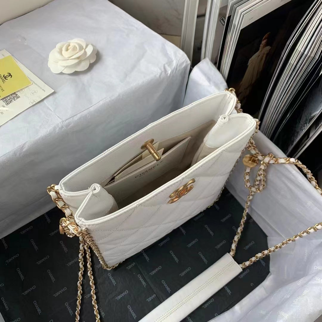 ChanelSmall Shopping Bag White For Women, Women’s Bags 9.1in/23cm