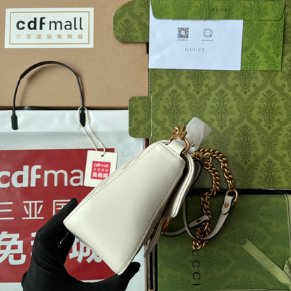 gg Marmont Mini Top Handle Bag White For Women, Women&#8217;s Bags 8.3in/21cm gg ‎547260 DTDIT 9022