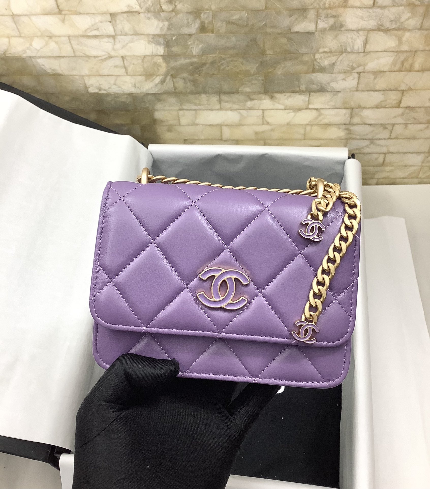 ChanelSpring And Summer 22C Violet For Women, Women’s Bags 6.1in/15.5cm