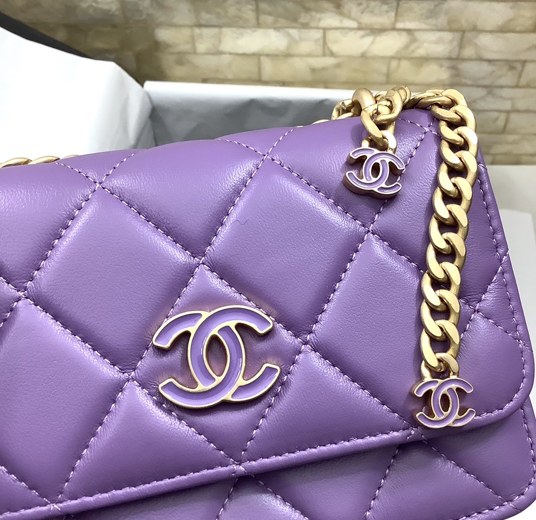 ChanelSpring And Summer 22C Violet For Women, Women’s Bags 6.1in/15.5cm