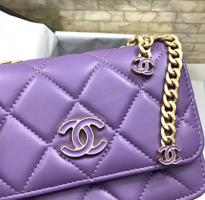 ChanelSpring And Summer 22C Violet For Women, Women’s Bags 6.1in/15.5cm