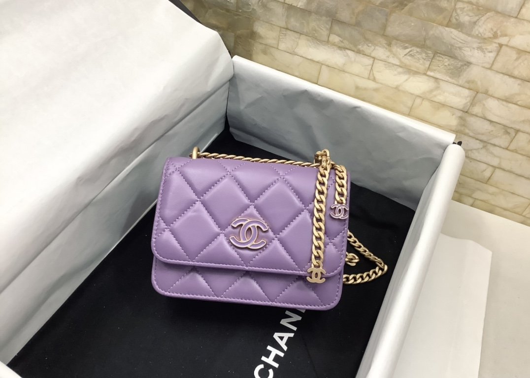 ChanelSpring And Summer 22C Violet For Women, Women’s Bags 6.1in/15.5cm