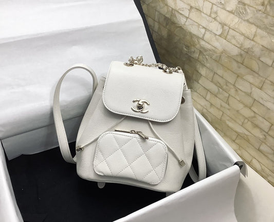 ChanelSmall Affinity Backpack White For Women, Women’s Bags 9.8in/25cm