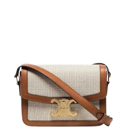 CE CLASSIQUE TRIOMPHE BAG IN TEXTILE AND CALFSKIN 22CM