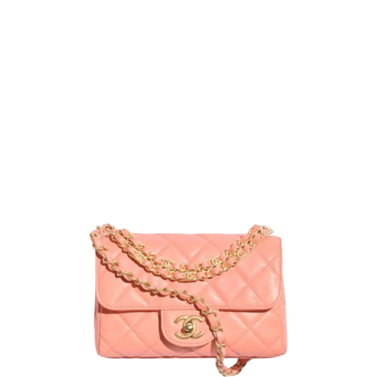 CHL MINI FLAP BAG LIGHT ORANGE 7.1IN/18CM