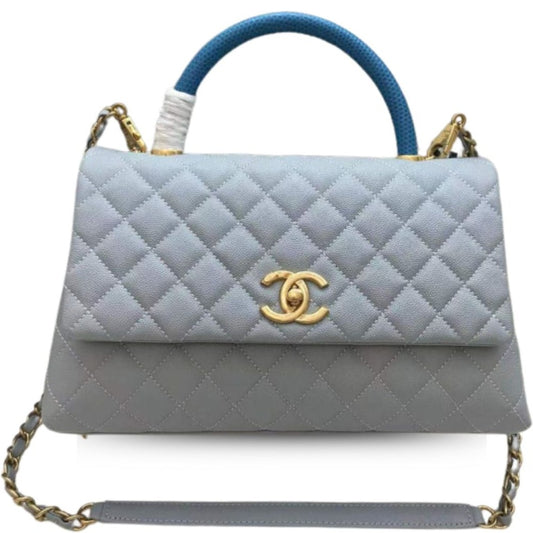 CHL LARGE FLAP BAG WITH TOP HANDLE LIGHT GREY