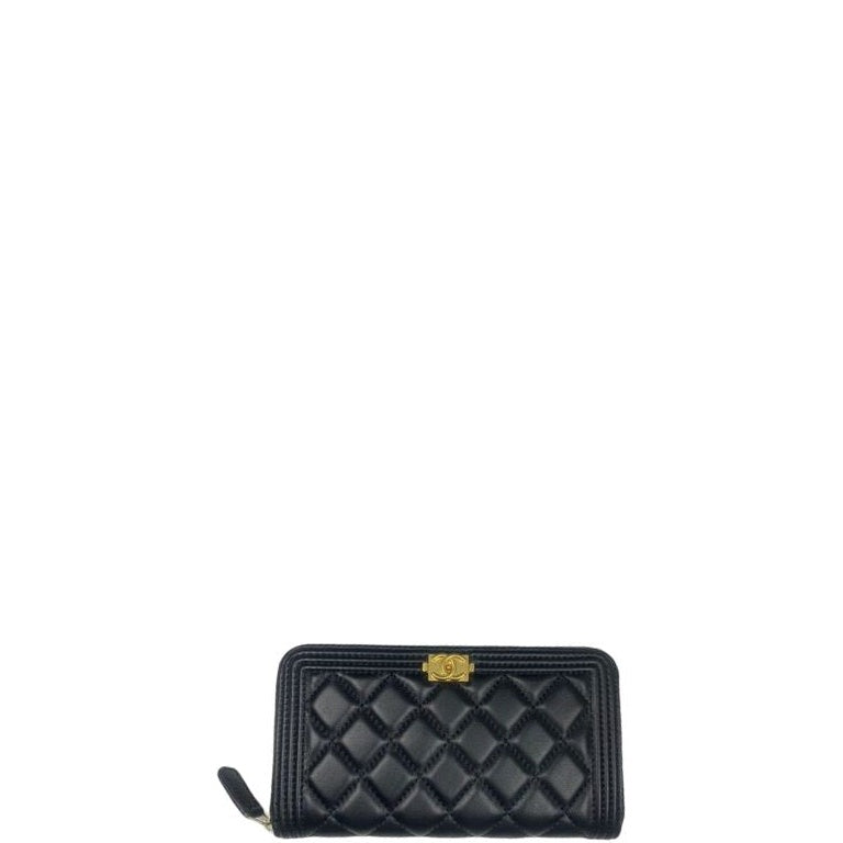 CHL BOY LONG ZIPPED WALLET WITH GOLD HARDWARE BLACK 19.4CM