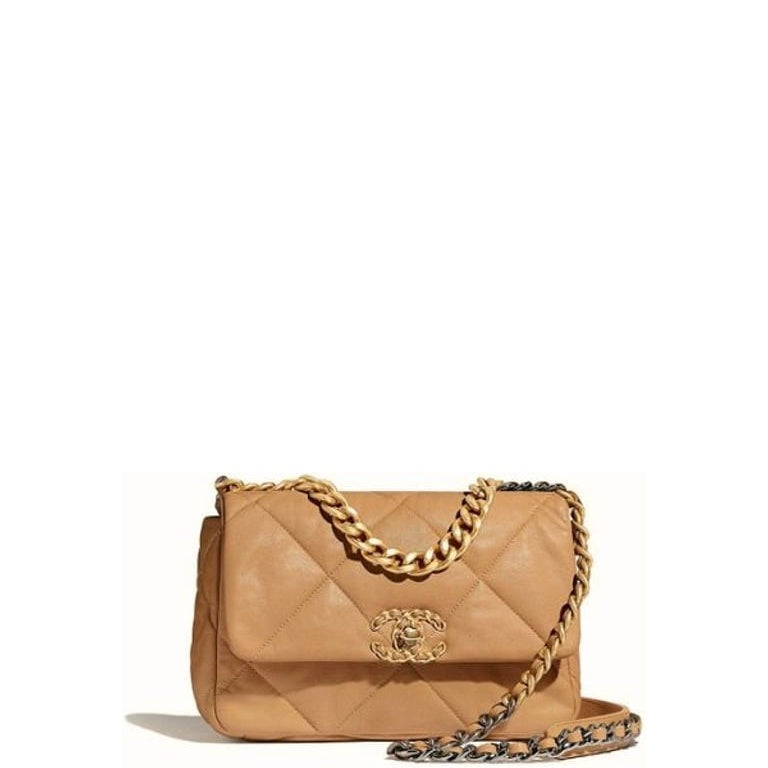 CHL LAMBSKIN QUILTED MEDIUM 19 FLAP CARAMEL 25CM