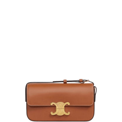 CE TRIOMPHE SHOULDER BAG IN SHINY CALFSKIN BROWN