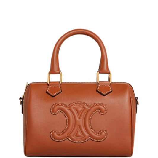 CE  SMALL BOSTON BAG IN SMOOTH CALFSKIN WITH CUIR TRIOMPHE BROWN