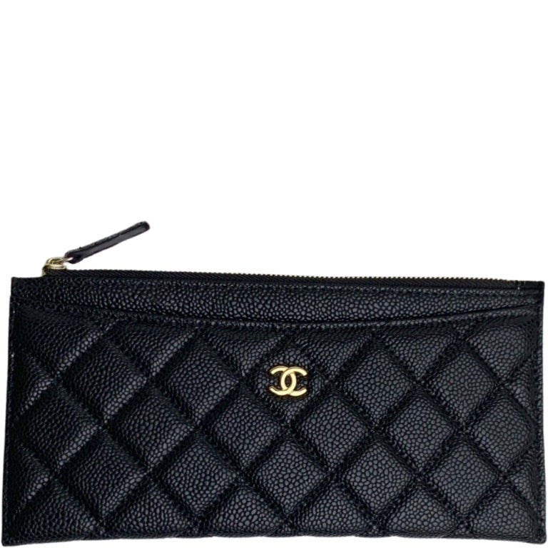 CHL CLASSIC ZIP POUCH CAVIAR WALLET BLACK 22CM