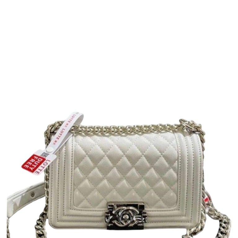 CHL BOY FLAP WITH PALLADIUM HARDWARE WHITE 20CM