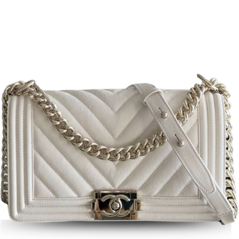 CHL MEDIUM CLASSIC FLAP BAG WHITE
