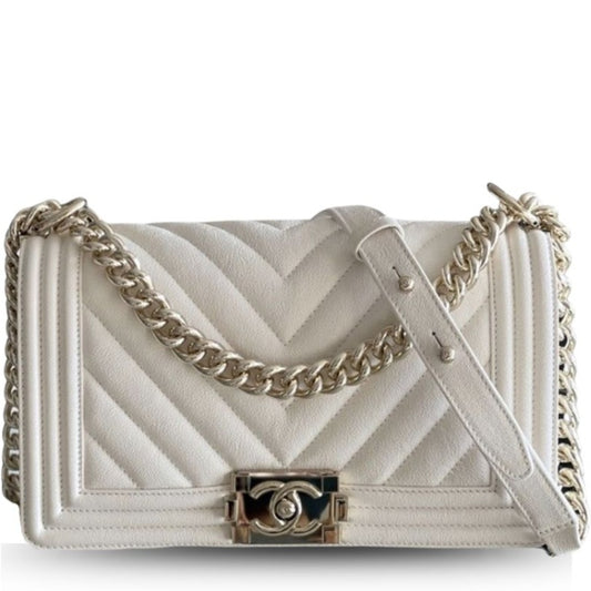 CHL MEDIUM CLASSIC FLAP BAG WHITE
