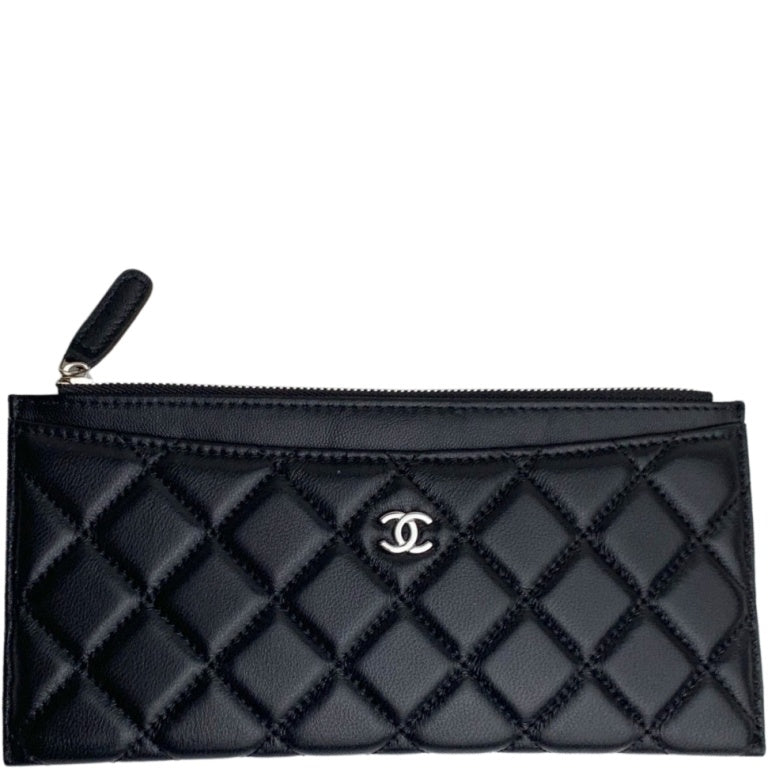 CHL CLASSIC ZIP POUCH LAMBSKIN WALLET BLACK 22CM