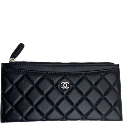 CHL CLASSIC ZIP POUCH LAMBSKIN WALLET BLACK 22CM
