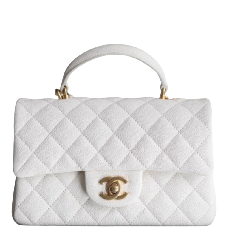CHL MINI FLAPBAG WITH TOP HANDLE WHITE