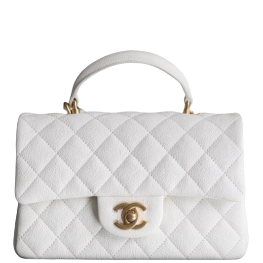 CHL MINI FLAPBAG WITH TOP HANDLE WHITE