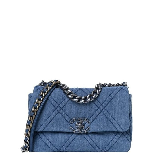 CHL DEEP BLUE DENIM QUILTED MEDIUM 19 FLAP 26CM