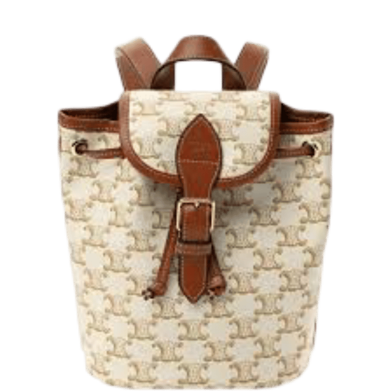 CE MINI BACKPACK FOLCO IN TRIOMPHE CANVAS AND CALFSKIN WHITE