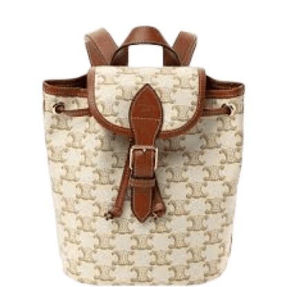 CE MINI BACKPACK FOLCO IN TRIOMPHE CANVAS AND CALFSKIN WHITE