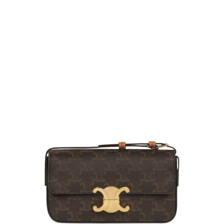 CE TRIOMPHE SHOULDER BAG IN SHINY CALFSKIN TAN