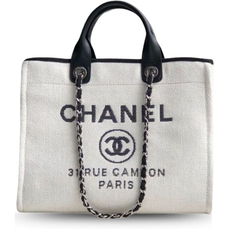 CHL SMALL SHOPPING BAG SILVER HARDWARE WHITE