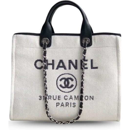 CHL SMALL SHOPPING BAG SILVER HARDWARE WHITE
