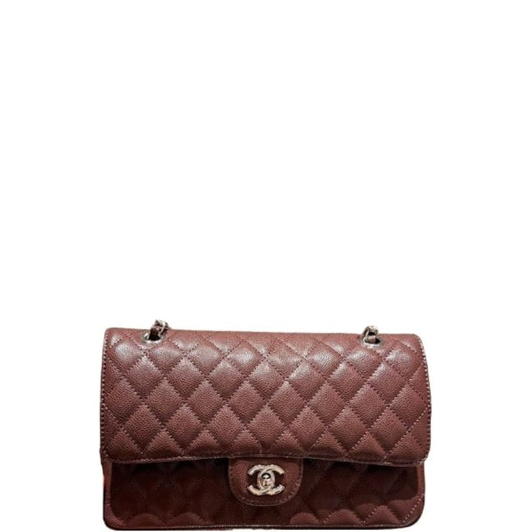 CHL MEDIUM CLASSIC FLAP BAG SILVER HARDWARE BROWN 26CM A01113