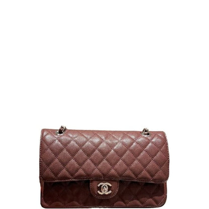 CHL MEDIUM CLASSIC FLAP BAG SILVER HARDWARE BROWN 26CM A01113