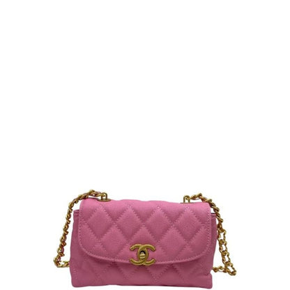 CHL FLAP BAG WITH CHAIN PINK 20CM