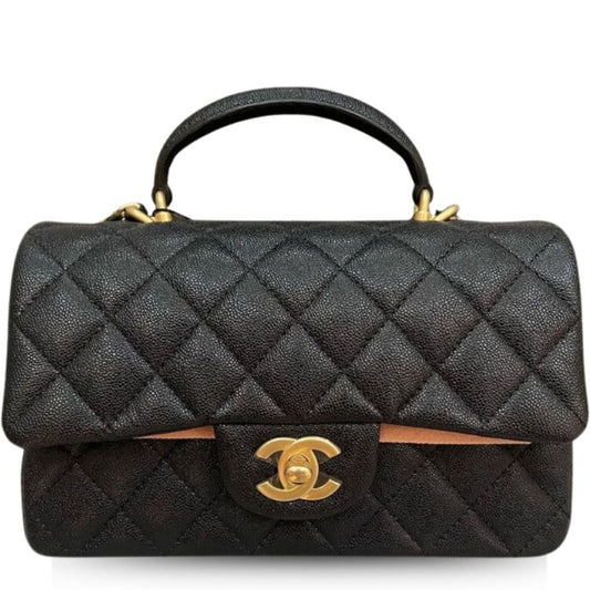 CHL MINI FLAP BAG WITH TOP HANDLE BLACK