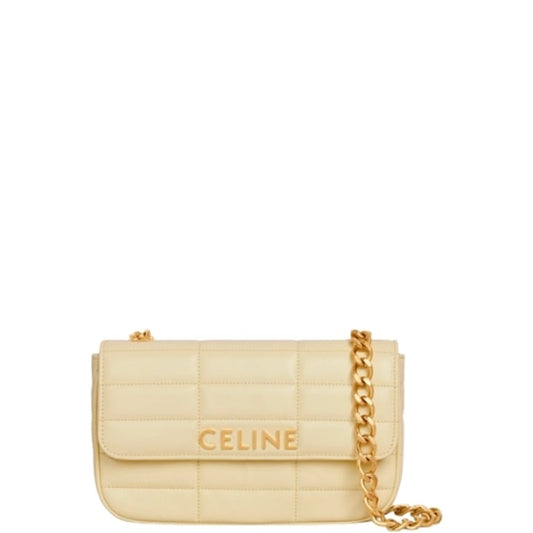 CE CHAIN SHOULDER BAG MATELASSE MONOCHROME IN QUILTED GOATSKIN BEIGE