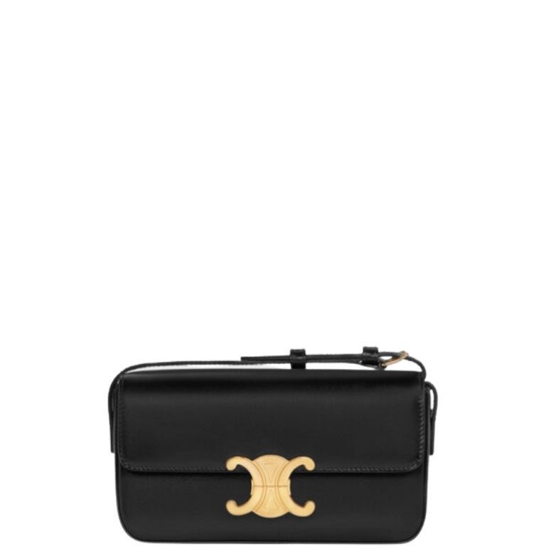 CE TRIOMPHE SHOULDER BAG IN SHINY CALFSKIN BLACK