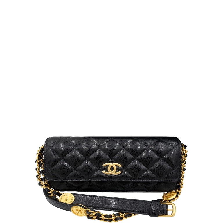 CHL SMALL FLAP BAGS GOLD HARDWARE BLACK 7.5IN/19.2CM