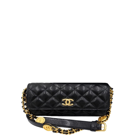 CHL SMALL FLAP BAGS GOLD HARDWARE BLACK 7.5IN/19.2CM