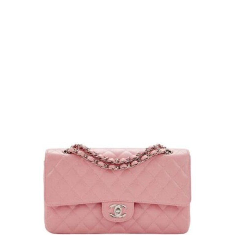 CHL MEDIUM CLASSIC FLAP BAG SILVER HARDWARE PINK 25CM