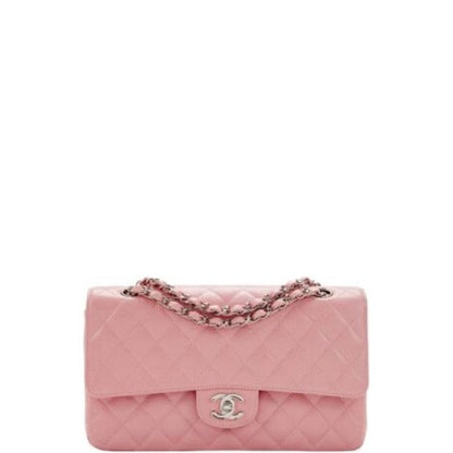 CHL MEDIUM CLASSIC FLAP BAG SILVER HARDWARE PINK 25CM