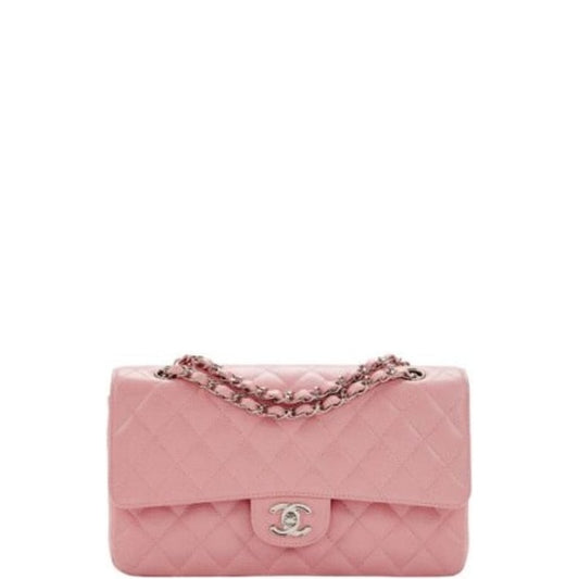 CHL MEDIUM CLASSIC FLAP BAG SILVER HARDWARE PINK 25CM