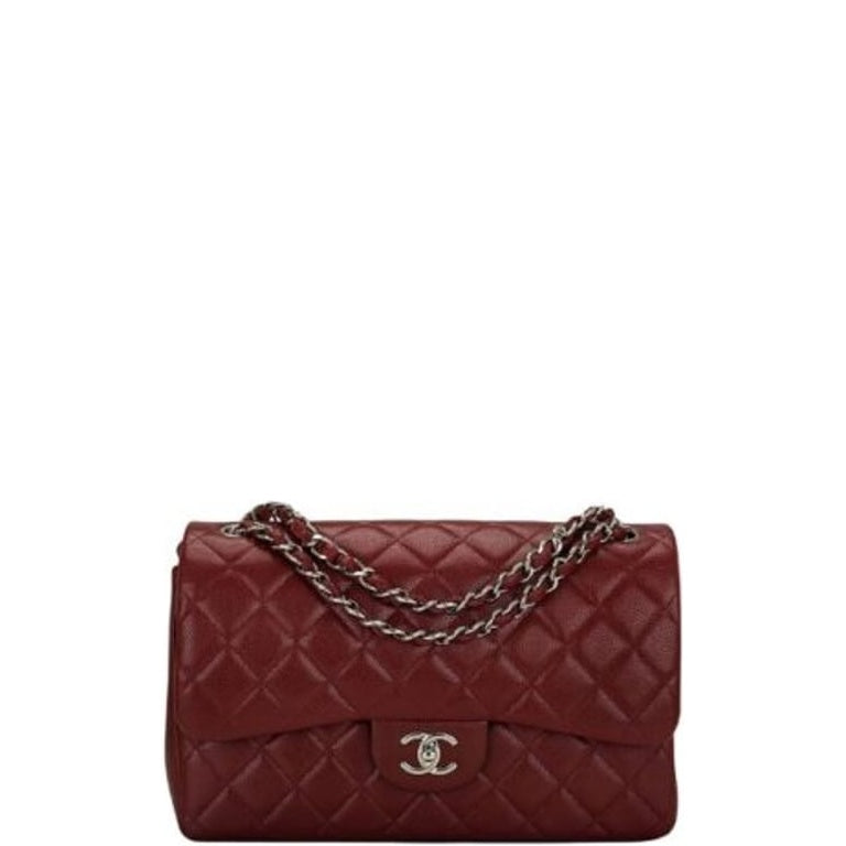 CHL MEDIUM CLASSIC FLAP BAG SILVER HARDWARE BURGUNDY 25CM