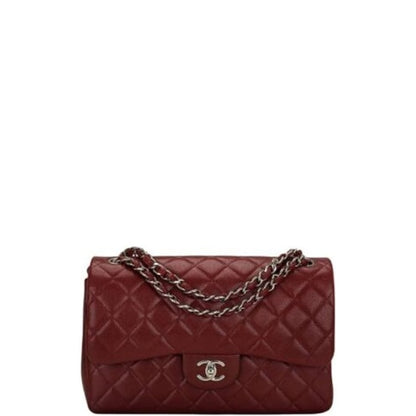 CHL MEDIUM CLASSIC FLAP BAG SILVER HARDWARE BURGUNDY 25CM