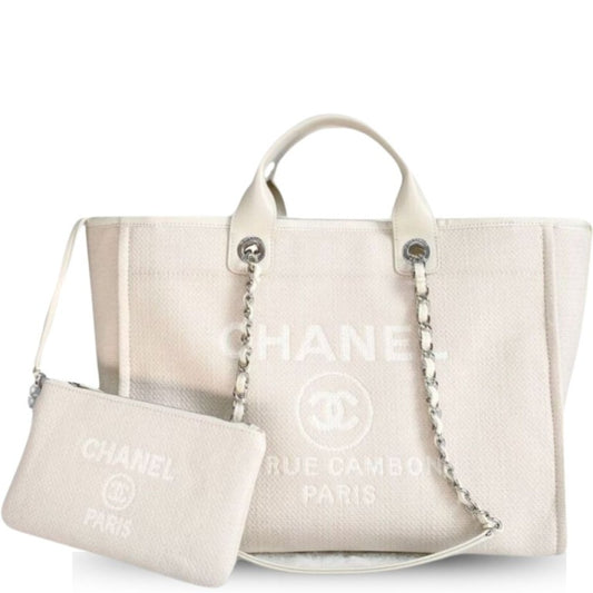 CHL SMALL SHOPPING BAG SILVER HARDWARE CREAM